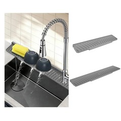 2-Piece Sink Splash Guard – Upgraded Silicone Draining Mats, Faucet Draining …