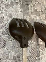 2 Vintage Ekco-Like Unbranded Nylon Slotted Spoons Serving Cooking 11.5” Brown