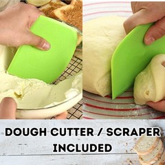 Dough Cutter Dual Pizza Flexible Plastic Bowl Scraper for Bread Sided Pastry