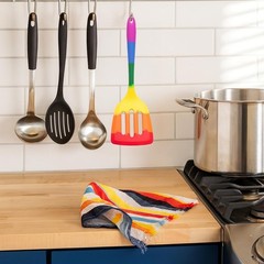 Cooking With Pride Non-Stick Slotted Turner, Heat-Safe Silicone With Iron Core,