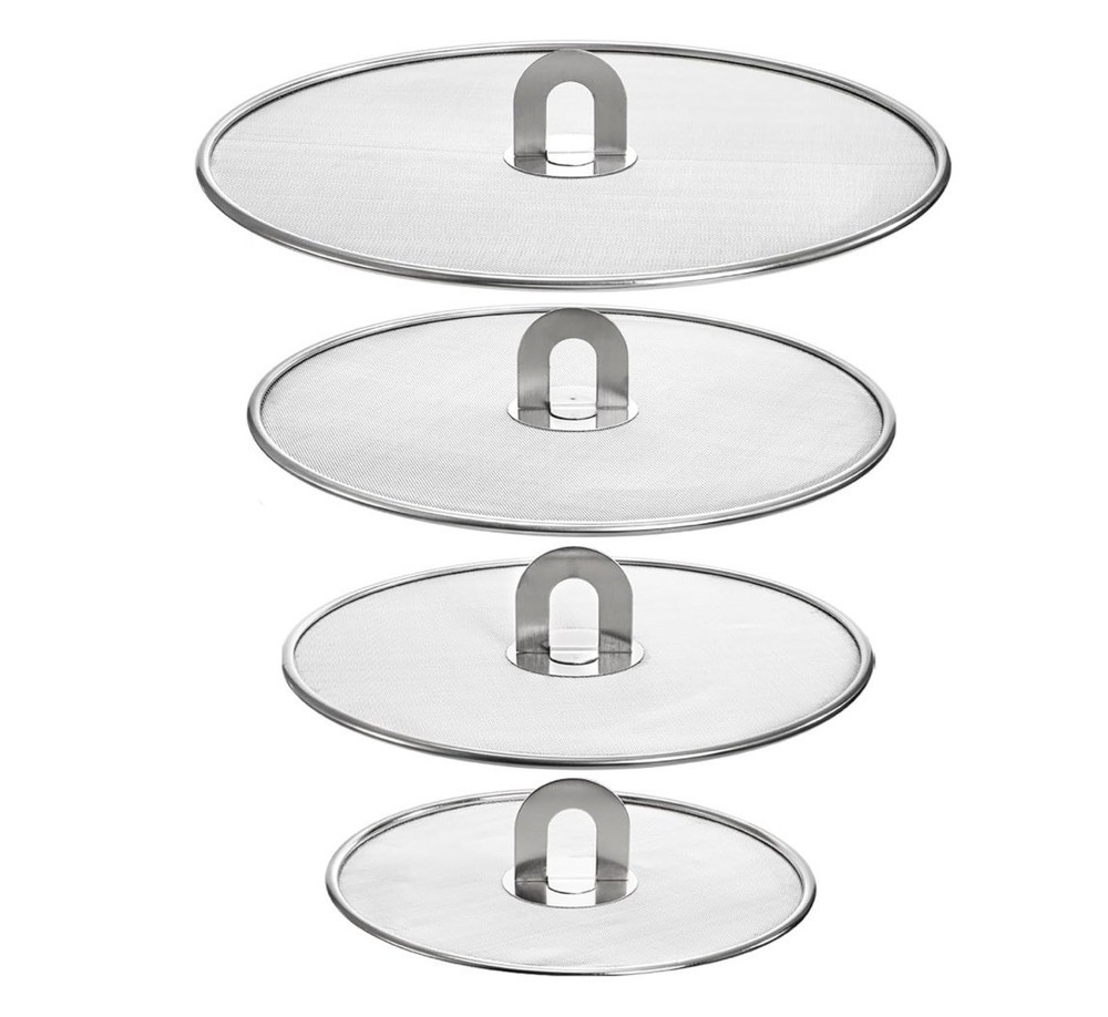 Nicunom 4-Piece Splatter Screen Set Stainless Steel Grease Guard for Frying Pan