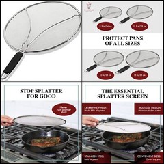 Splatter screen for frying pan – 13″ stainless steel grease splatter guard