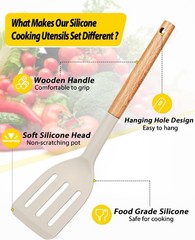 Pack of 4 Silicone Cooking Utensils Set, Non Stick Solid Spatulas and Heat Re…