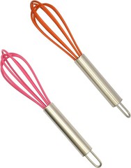 Mini Whisks 6 inch 2Pcs Stainless Whisk+silica gel, Hand Egg Mixer for Flour …