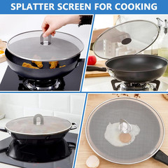 Splatter Screen for Kitchen, Stainless Steel Fine Mesh Splatter Screen for Fryin