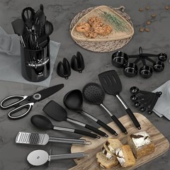 SILICONE COOKING UTENSILS SET 446F HEAT RESISTANT KITCHEN UTENSILS 30PCS NONSTIC