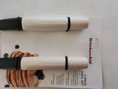 Kitchen Aid 2 Piece Tool Set (Slotted Turner / Basting Spoon) Almond Cream