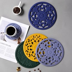 3Pcs Silicone Placemat Set Heat Resistant Bowl Cup Pot Mat Pads Table Decor Mat