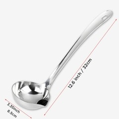 2x Stainless Steel Soup Fat Oil Separator Ladle Skimmer Filter Long Handle Spoon