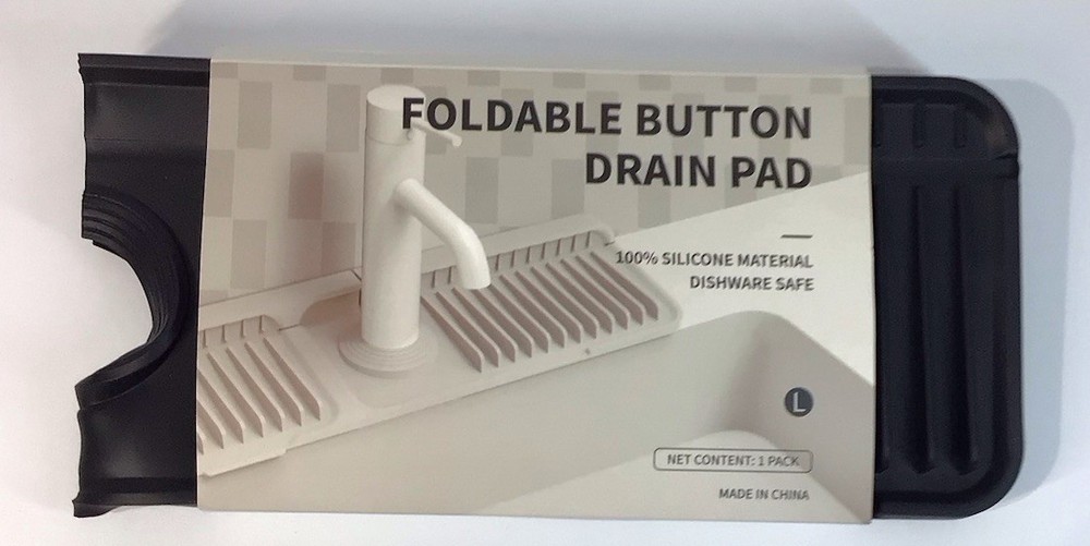 Faucet Mat Drain Pad for Kitchen Sink 24inch 6° Slope Splash Guard Fasten Button