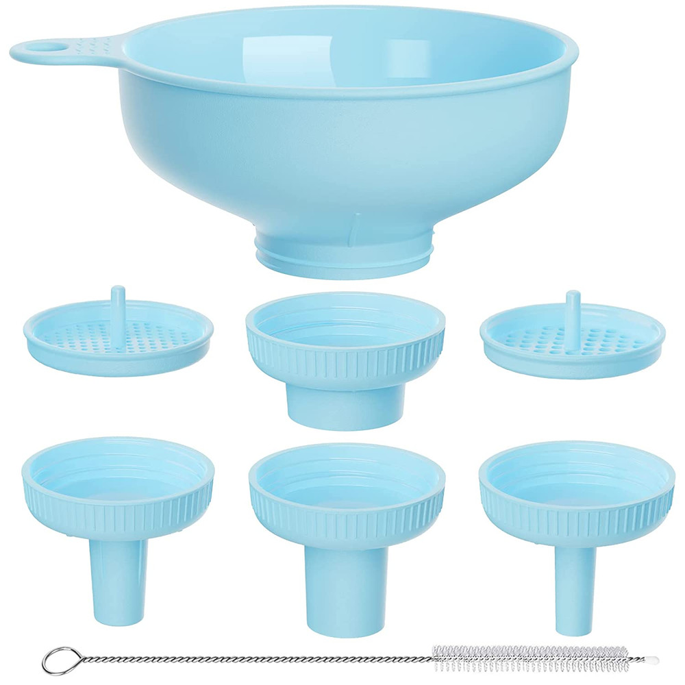 Wide Mouth Funnel Set with Strainers & 4 Spouts for Bottles Jars Canning