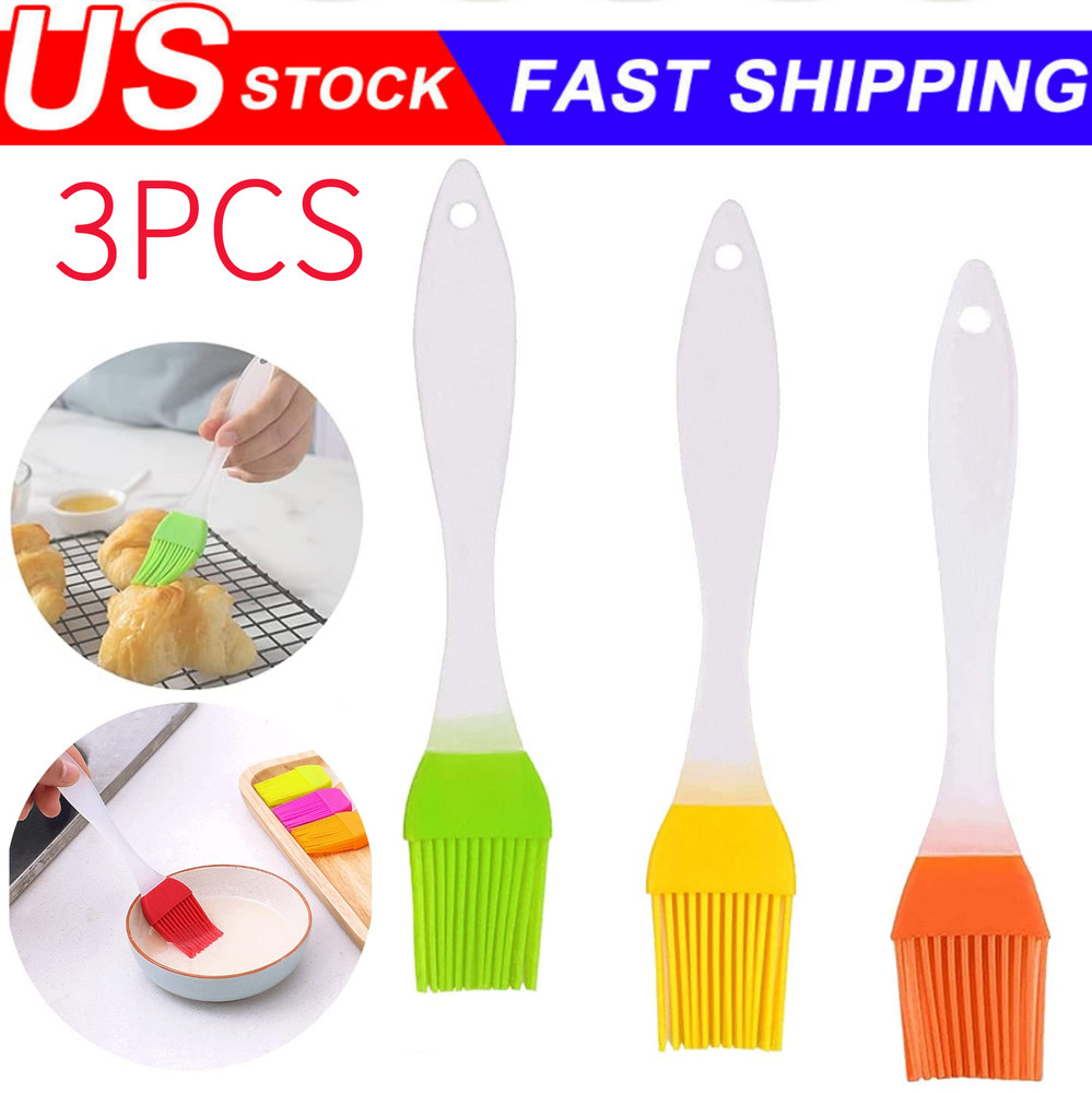 3PCS Oil Brush Silicone Baking Pastry Cream For BBQ Basting Kitchen Party New US