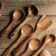 5Pcs Natural Cooking Tools for Stirring & Serving Wooden Kitchen Utensil Set