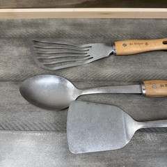 Williams Sonoma de Buyer Utensils Set/3 Silver Tan Bent Flexible Turner Read