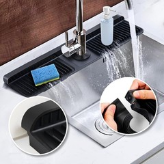 24 inch Faucet Mat for Kitchen Sink 6° Slope Splash Guard with Fasten Button