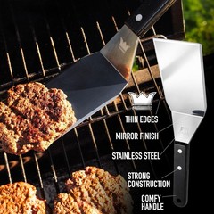 3 Mirror Polished Stainless Steel Griddle Spatula Set With Beveled Edges Grill