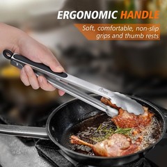 Hotec Stainless Steel Kitchen Tongs Set of 2 – 9″ 2 pack: 9, 12 inch, Silver
