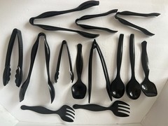 Set of 13 Unbranded Black Plastic Cooking Utensils Barely Used in Guest House