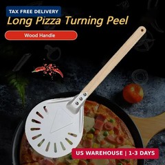 BetterJonny Round Perforated Pizza Peel with Detachable Wood Handle, Aluminum Tu