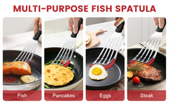 Silicone Fish Spatula, Heat Resistant Silicone Edge for Nonstick Cookware, Fish