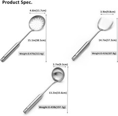 Stainless Steel Kitchen Utensils Set 3 Pcs Cooking Tools, Spatula, Ladle, Spoon