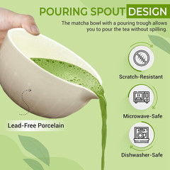 Matcha Whisk Set with Matcha Bowl – Matcha Set Included Electric Frother, Bamboo