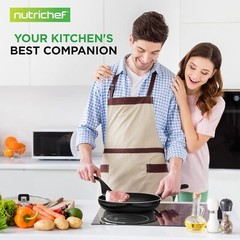 NutriChef 17pcs Stackable Pots and Pan Stainless Steel Set – Black (Open Box)