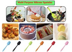 SILICONE SPATULAS 8.2 INCH SMALL RUBBER SPOON SPATULA HEAT RESISTANT SEAMLESS ON