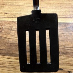 Ekco Slotted Spatula Turner, Black Handle Silver Metal Shaft, Plastic/Metal