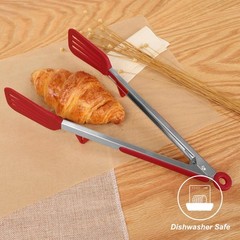 Kitchen Tongs for Cooking Stainless Steel Tongs with Stands Silicone Tip 12″