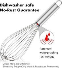 304 Stainless Steel Whisk Set, Dishwasher Safe Rustproof Metal Whisk, Profess…