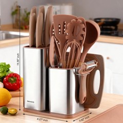 18-Piece Silicone Utensil Set & Knife Set | Dishwasher-Safe Kitchen Tools, Organ