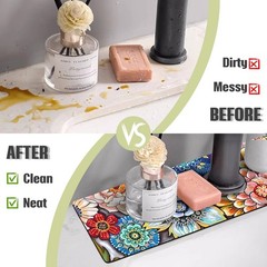 Sink Faucet Absorbing Mat, 2 Pack Drying Mat Around Faucet Sink Splash Guard …