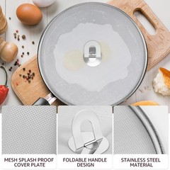 3PCS Stainless Steel Splatter Screen 9.8 11.4 13 Inch Fine Mesh Frying Pan