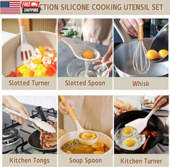 Kitchen Cooking Utensils Set, 33 Pcs Non-Stick Silicone Cooking Kitchen Utensils