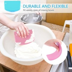 Bowl Scraper Spatula Set 2PCS Flexible Plastic Dough Cutter Kitchen Tool New