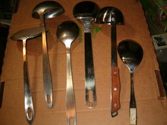 2 INOX Rostfrei Stainless Serving Spoon & Ladel & 4 Unbranded Strainer Soup Lot