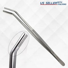2Pc Kitchen Tweezer 12″ Angled & Round Set Long Food Tongs Chef DIY German Grade