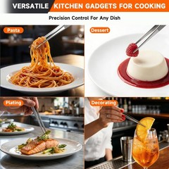 Kitchen Tweezers 2PC Cooking Tongs Set, Stainless Steel Food-Grade 12″ Long T…