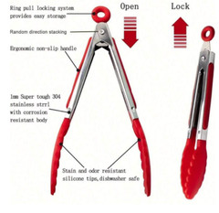 1pc 7-Inch Small Kitchen Tongs – Heat Resistant Nylon Tips – NEW