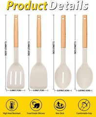 Pack of 4 Silicone Cooking Utensils Set, Non Stick Solid Spatulas and Heat Re…
