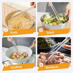 2×Stainless Steel Grill Tongs Kitchen Tweezers Cooking BBQ Steak Clamp Pastry US