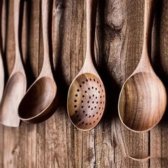 5Pcs Natural Cooking Tools for Stirring & Serving Wooden Kitchen Utensil Set
