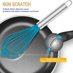 Silicone Whisk Set of 4 Nonstick Heat Resistant 480°F Kitchen Cooking Tools