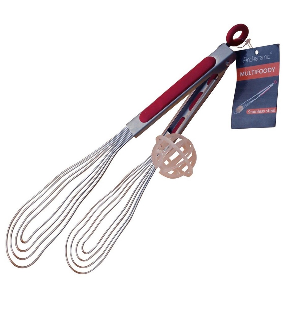 Multifoody – 3 in 1 Kitchen Tongs Spatula Turner & Whisk Stainless Steel Spat…