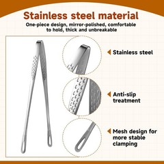 2× 11 Inches Kitchen Tongs Korean BBQ Tweezers for Cooking Stainless Steel USA
