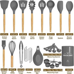 19 Pcs Silicone Kitchen Utensil Set with Holder, Heat Resistant Cooking Utensils