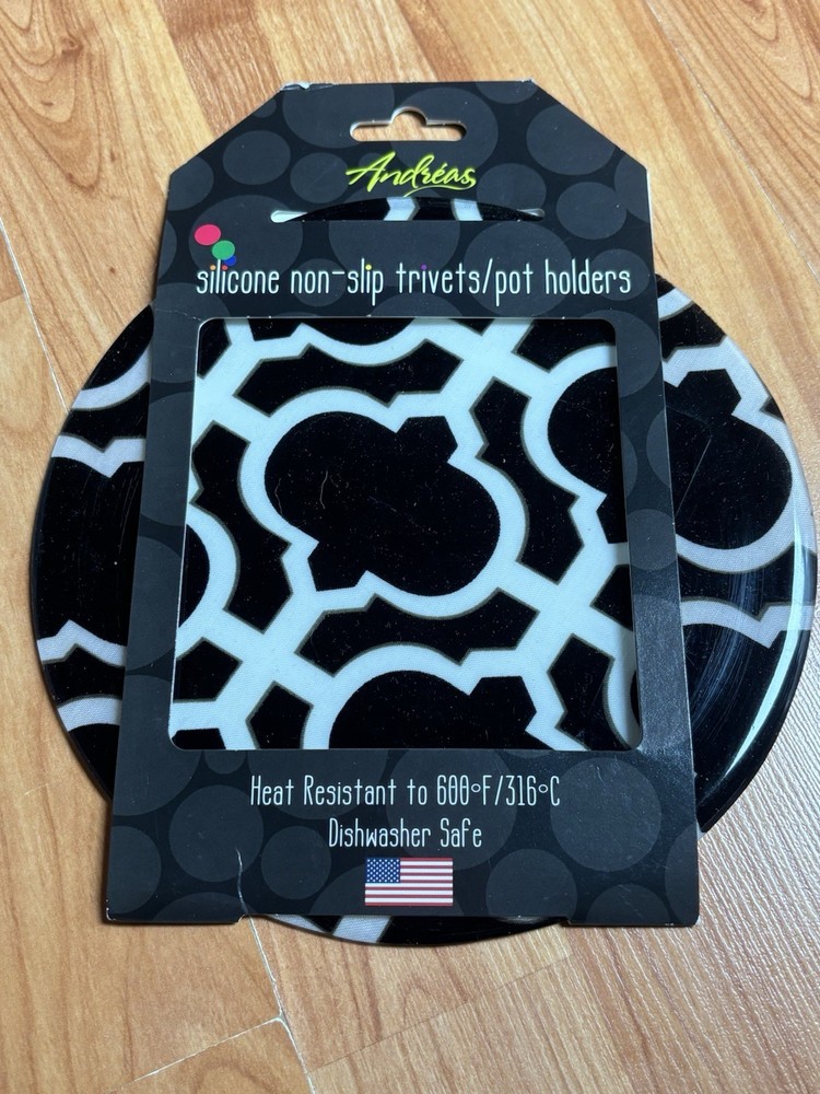 Andreas Round Silicone Mat Non-Slip Trivet 7 1/2″ Diameter Tile USA NEW NWT