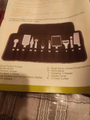 Wolfgang Puck 12-Piece Garnishing Set w/ Roll-Up Case, Gray/Red New Free Ship