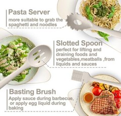 SILICONE KITCHEN COOKING UTENSILS SET 43 PCS HEAT RESISTANT KHAKI COOKING UTENSI
